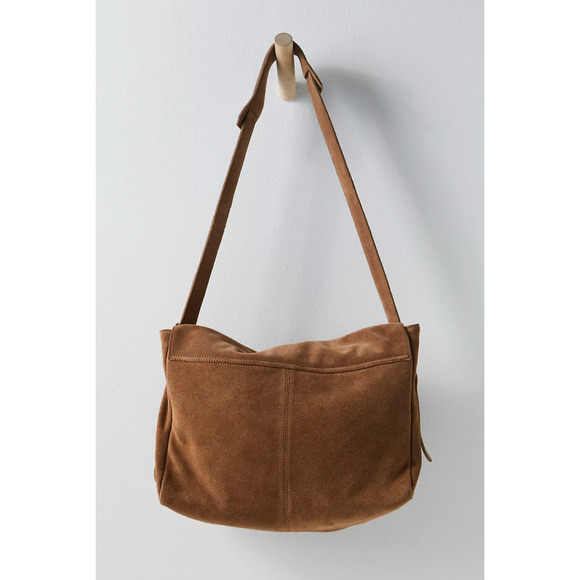 NEW FREE PEOPLE BRONZE AGE BROWN ZAHARA SUEDE MESSENGER CROSSBODY BAG PURSE - Picture 4 of 10